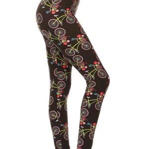 Buttery Soft Summer Bicycle Print One Size Leggings
